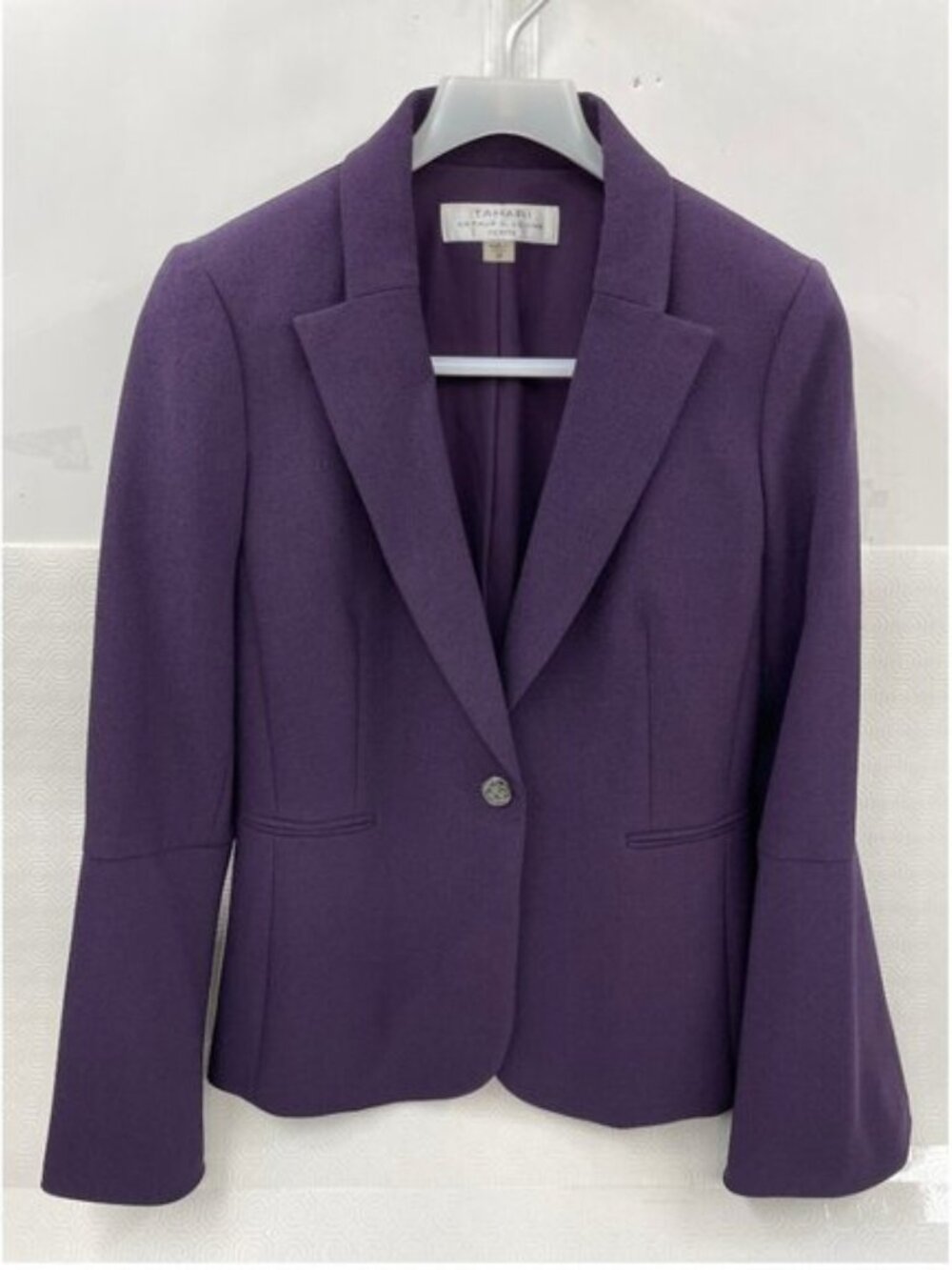 Tahari Arthur S. Levine Purple Bell Sleeve Blazer Jacket Women's Petite 0P